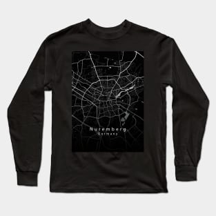 Nuremberg Germany City Map dark Long Sleeve T-Shirt